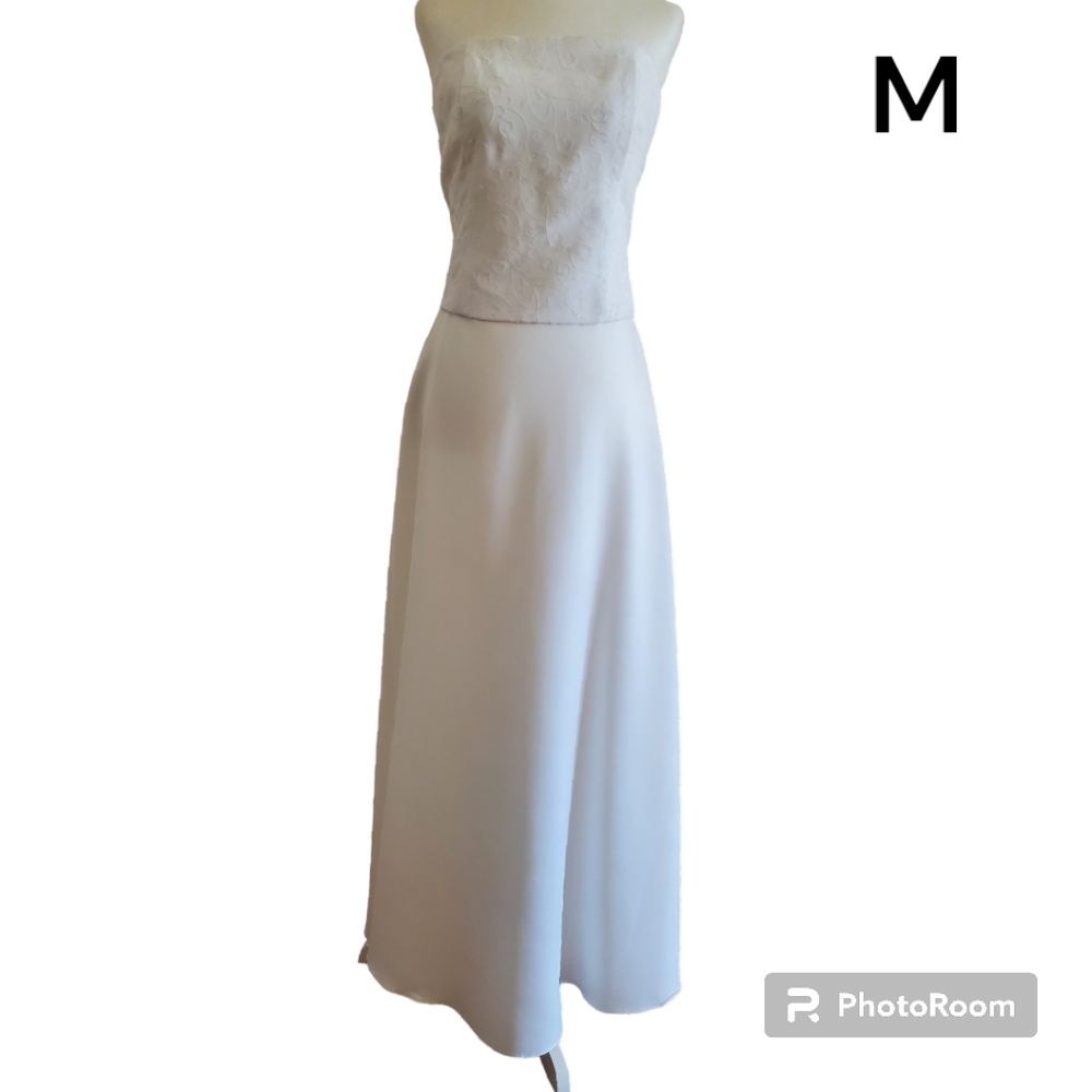 White 2 Piece Women's Prom Wedding Evening Gown Sz M